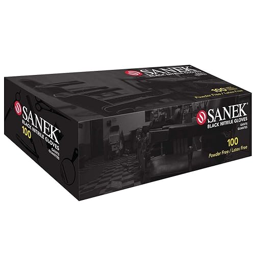 Graham Beauty Sanek 78525 Nitrile Gloves, Large, Black