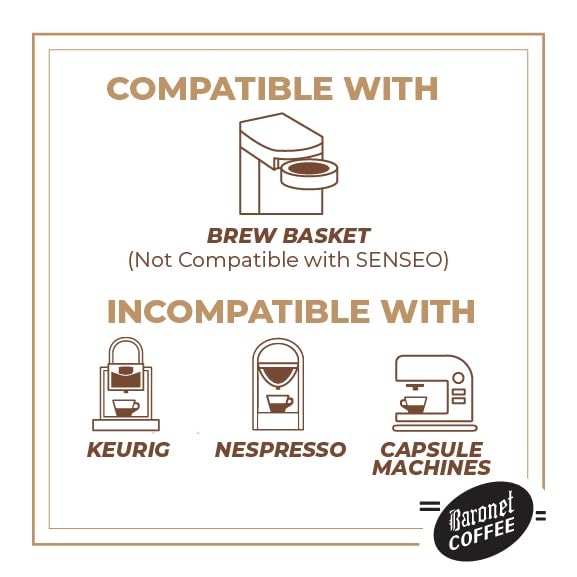 Baronet Coffee Pods [Breakfast Blend] Single Cup Soft 11 Gram - 1 Box of 16 Single Serve 11 Gram Pods, Light Roast, Kosher, Vegan [Breakfast Blend]