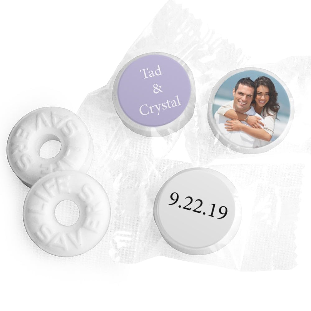 Personalized Wedding Photo Kiss Stickers (108ct) - Lavender (Stickers Only)