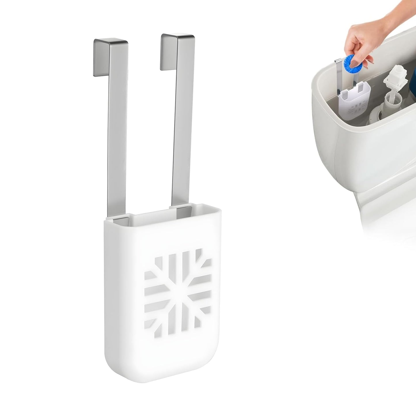 Toilet Tank Tablet Holder, Versatile Toilet Bowl Hanging Cleaner and Deodorizer Hanger, Prevents Flapper Jams & Residue, Extends Life of Drop-in