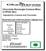 Ghasitaram Gifts Diwali Gifts Sweets - Chocolate Rectangle Cashew Bites in White Box