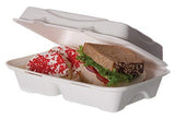 Eco-Product EP-B002 Plant Based Plastic 2 Compartment Renewable and Compostable Sugarcane Clamshell, 9" Length x 6" Width x 2-1/2" Height (Case of 2