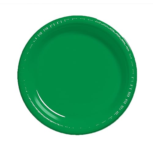 Creative Converting Touch of Color 20 Count Plastic Lunch Plates, Emerald Green