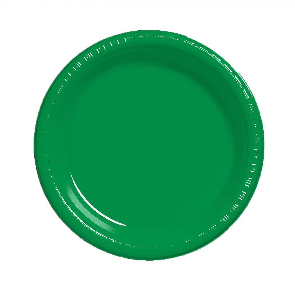 Creative Converting Touch of Color 20 Count Plastic Lunch Plates, Emerald Green