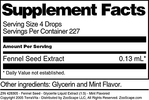 Fennel Seed - Glycerite Liquid Extract (1:5) - Mint Flavored (1 fl oz, ZIN: 428305) - 2 Pack