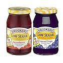 Low Sugar Strawberry Preserves and Concord Grape Jelly, 15.5 Ounce (Pack of 2) - with Two Make Your Day Sporks or Spreader