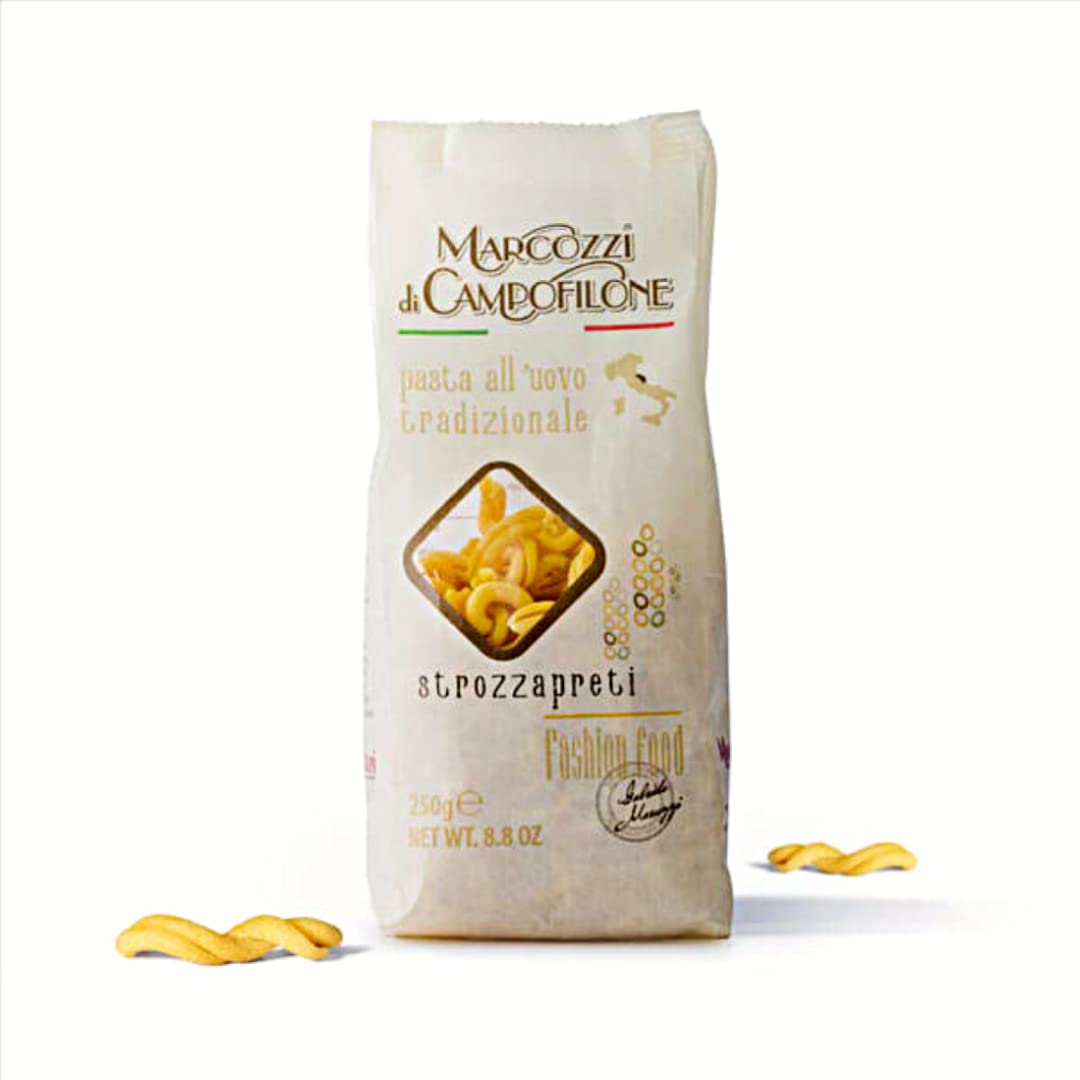 Campofilone Italian Strozzapreti Egg Pasta | Marcozzi di Campofilone Traditional Dried Egg Pasta Imported from Italy | 8.8oz (250g) (Pack of 3)