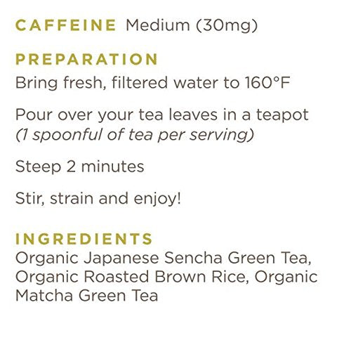Golden Moon Tea Organic Genmaicha Matcha Green Tea - Loose Leaf, Non GMO - Half Pound (96 Servings)