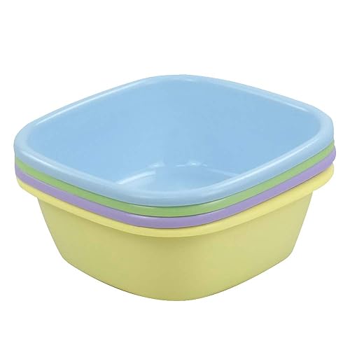 Waikhomes 8 Quart Plastic Dishes Basin, Small Dish Bin, 4 Packs Colored Dish Washing Basin