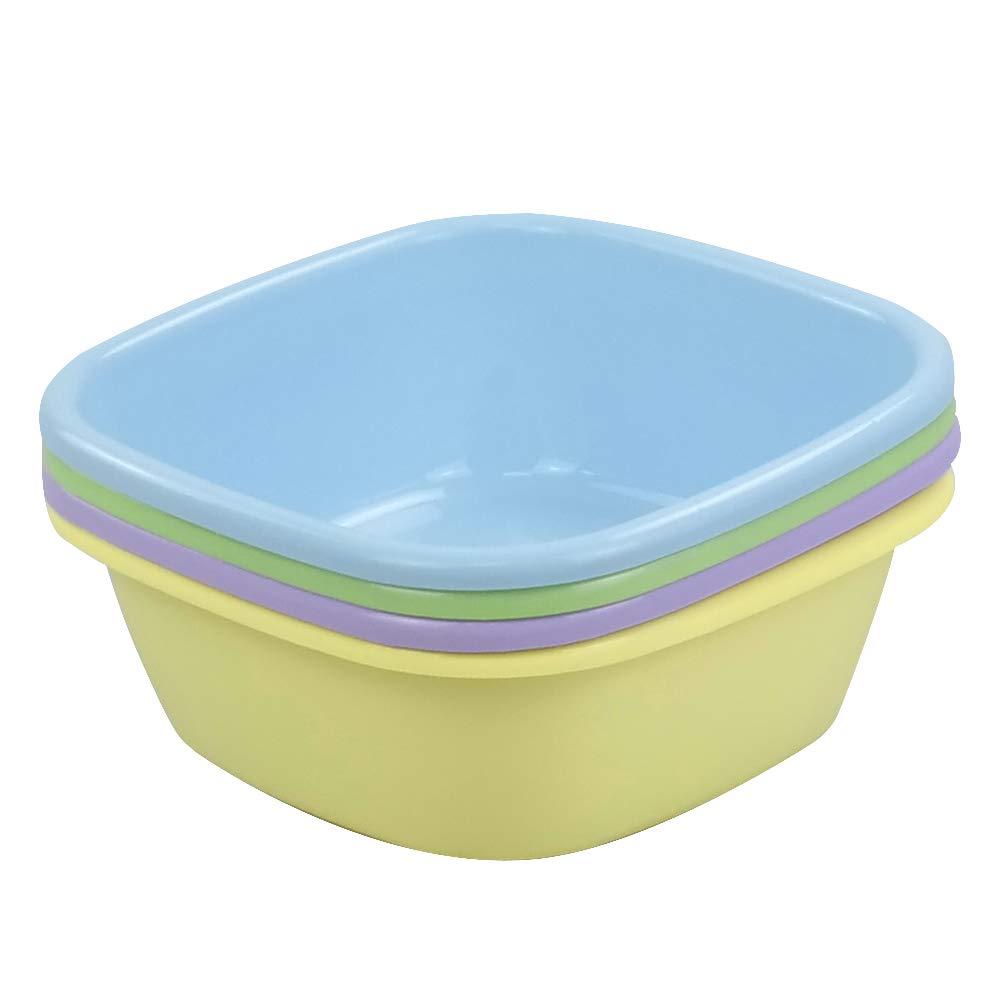 Waikhomes 8 Quart Plastic Dishes Basin, Small Dish Bin, 4 Packs Colored Dish Washing Basin