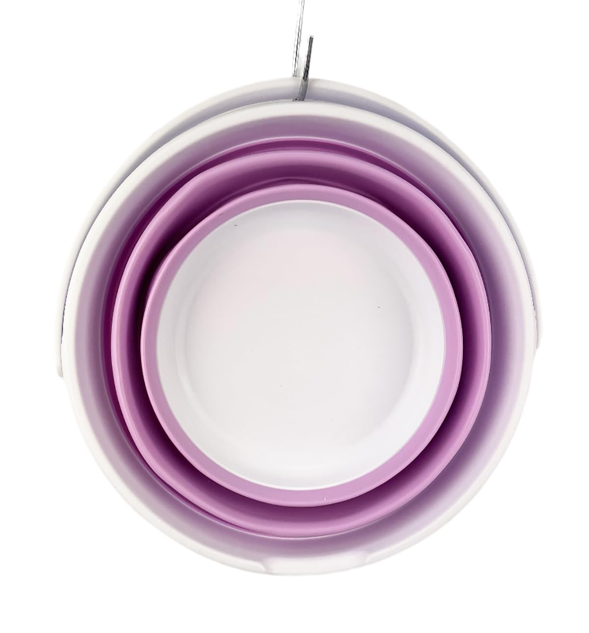 SAMMART Collapsible Plastic Bucket - Foldable Round Tub with Handle - Pop Up Saving (White/Pale Purple, 10L)