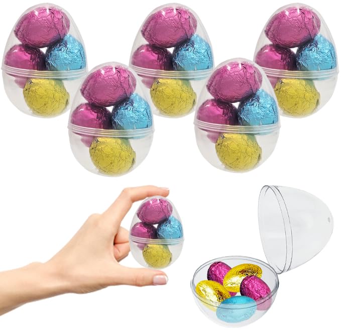 Fruidles Easter Eggs Filled with Chocolate Eggs, Multicolored Foil Wrapped Milk Chocolate, Kosher Certified Dairy (Pack of 48)
