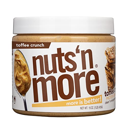 Nuts ‘N More Toffee Crunch Peanut Butter Spread - High Protein, Low Carb, Low Sugar, Gluten Free, Non-GMO, All-Natural Nut Butter Snack (15oz Jar)