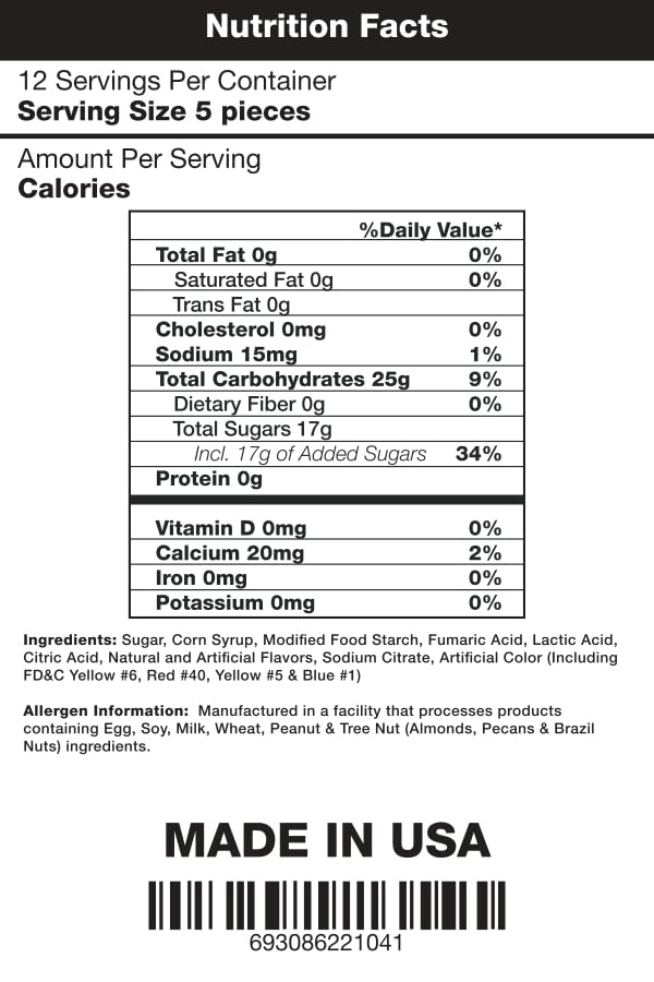 Sour Drops Chews Candy Snack Vegan Sour Gummies in Assorted Flavor Vegan Gluten Free (8oz)