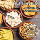 Nut-Free Snacks Variety Pack - 60 Count Peanut-Free and Tree Nut-Free Snack Box for Kids - Individually Wrapped Cookies, Crackers, Chips and Candy
