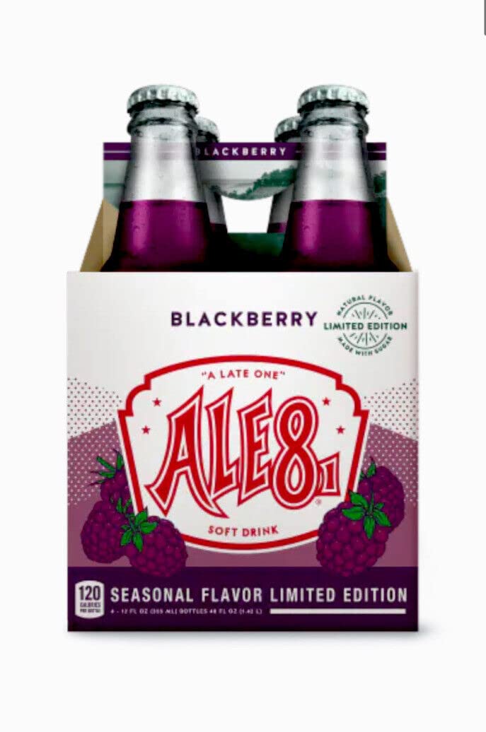 Ale 8 One Blackberry, Glass Bottles, 12 ounces, Pack of 4, 100% Kentucky Soft Drink