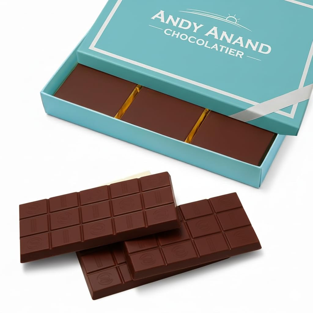 ANDY ANAND CHOCOLATIER Sugar Free Belgian Dark Chocolate Bars (80% Cacao) Must for Dark Chocolate lovers, Stevia sweetened, Gourmet Gift Box - Silky