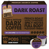 EKOCUPS Organic Dark Roast Coffee Pods, Strong Bold Dark Roast Flavor - USDA Certified Organic - Single Serve Cups for Keurig K Cups Coffee Makers