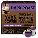 EKOCUPS Organic Dark Roast Coffee Pods, Strong Bold Dark Roast Flavor - USDA Certified Organic - Single Serve Cups for Keurig K Cups Coffee Makers