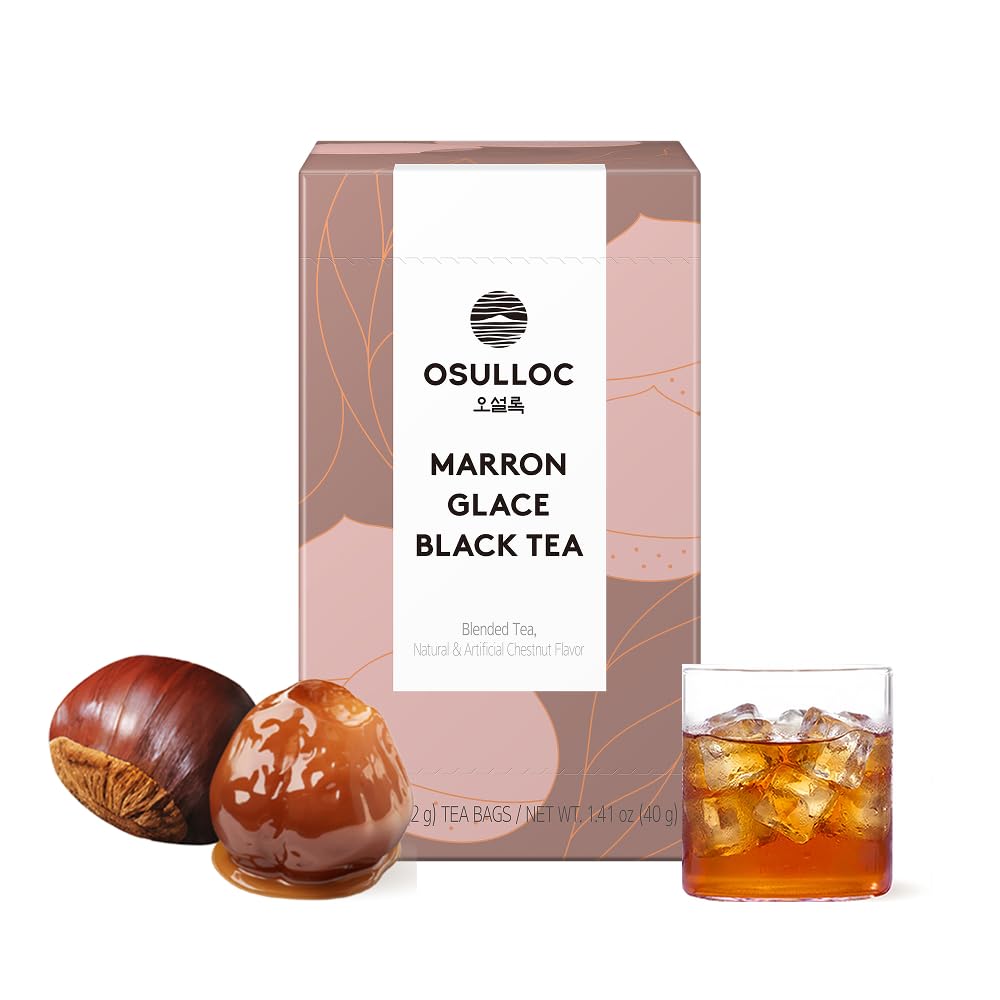 Osulloc Marron Glacé Black Tea, Roasted Chestnut Flavored, Sweet & Elegant Black Tea, Iced tea bags, Premium Tea Bags from Jeju Island, 20 count