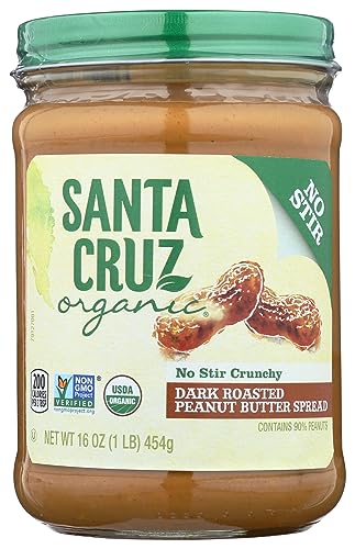 Santa Cruz Organic Organic No Stir Dark Roasted Crunchy Peanut Butter Spread, 16 OZ