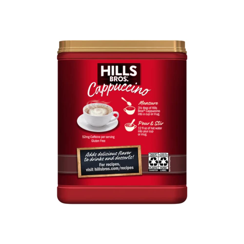 Hills Bros. Instant Cappuccino Mix, Double Mocha 16 Ounces- Frothy, Decadent Cappuccino with a Deep, Rich Chocolate Flavor (Pack of 6)