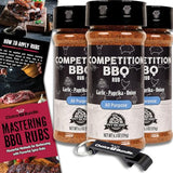 Pit Boss Competition BBQ All Purpose AP Premium Barbecue Mixed Seasoning Spice & Rub 3 pk Choice Bundle (18.9 oz) + Guide & Keychain Bottle Opener (5