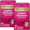 Twinings Tea, English Afternoon Tea 2-Pack - Uplifting and Refreshing Caffeinated Black Tea Bags Individually Wrapped, 20 Count Each