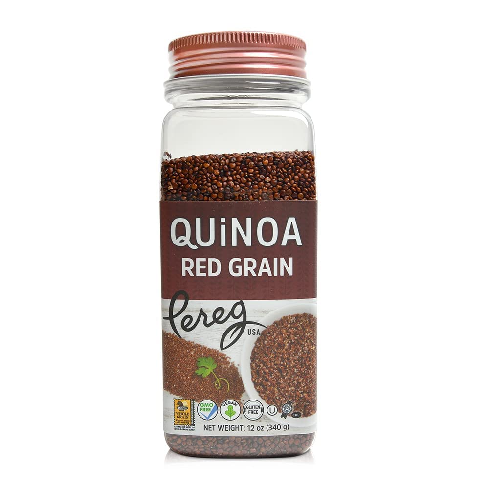 Pereg Red Grain Quinoa (12 Oz x 6 Pack) - Rich in Fibres, Proteins & Iron - Non-GMO, All Natural & Gluten-Free - Ancient Superfood Red Quinoa Grains - Vegetarian & Vegan