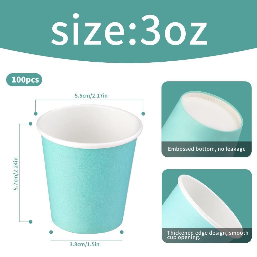 Prgery 100 Pack 3oz Bathroom Paper Cups, Small Paper Cups, Paper Coffee Cups, Disposable Hot Cups for Water, Juice, Coffee or Tea, Ideal for Water