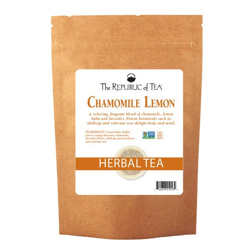 The Republic of Tea Chamomile Lemon Herbal Tea Bulk, 250 Tea Bags, Caffeine-Free Tea With Valerian Root