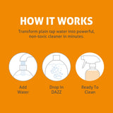 DAZZ Bathroom Cleaner Refill Pack (Makes 4 Bottles) for Tile, Tub Shower, Countertop and Bathroom Surfaces - All Natural, Eco Friendly, Non Toxic