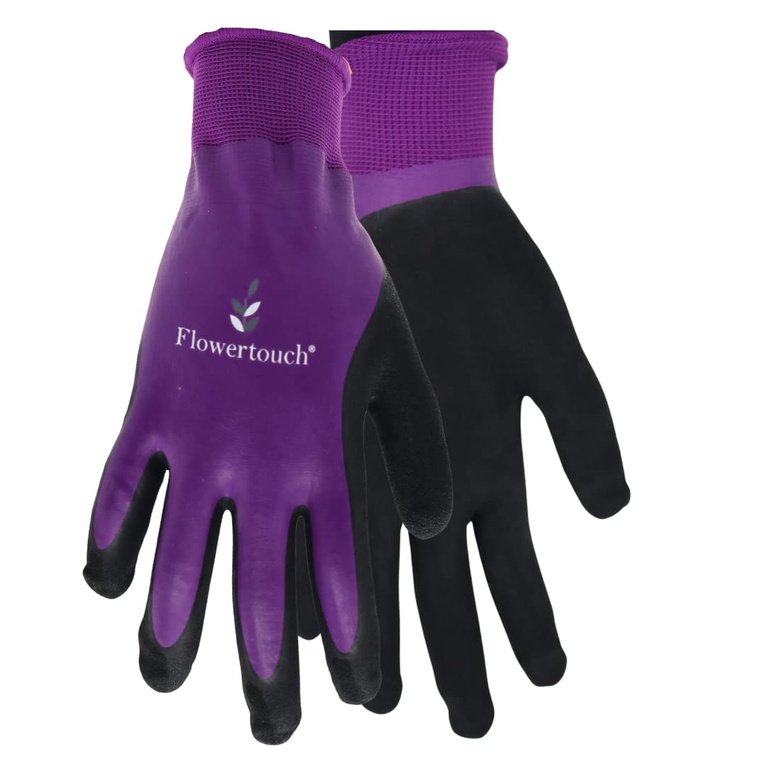 Red Steer A204 Flowertouch H2O Waterproof Purple Women's All Purpose Gloves, Nitrile Overdip, Sizes S-L, Sold by Pair (Medium)