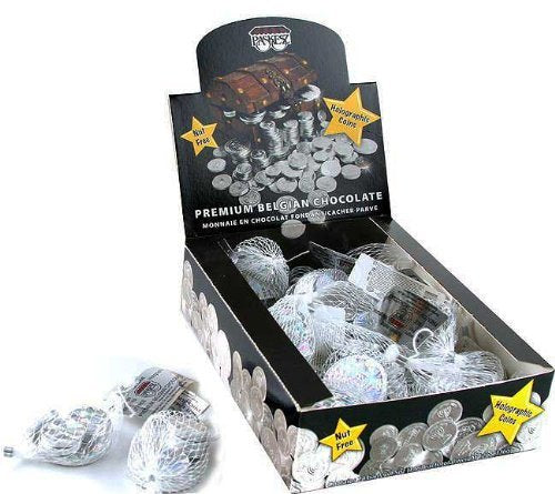 Only Kosher Candy Hanukkah Chocolate Gelt Coin - Kosher Parve Chanukkah Gelt Chocolate Coins and Nut Free Silver Foil Parve Chocolate Coins