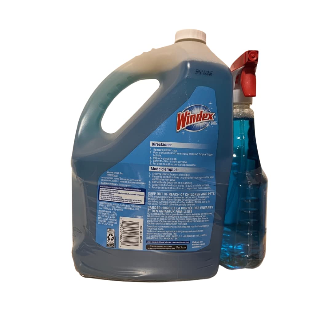 Windex Glass & Multi Surface Cleaner 946 mL Spray 5L Refill Bottle