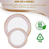 White Plastic Plates, Disposable Dinnerware Party Supplies Gold Chord Rim Design for Birthday, Wedding & All Occasions, 240 pcs (120 Dinner Plates +