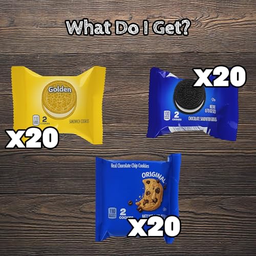 Cookie Variety Pack - 60 Count Snack Box with Individually Wrapped Cookies - Bulk Assortment for School, Office, Gifting, and Care Packages Assembled
