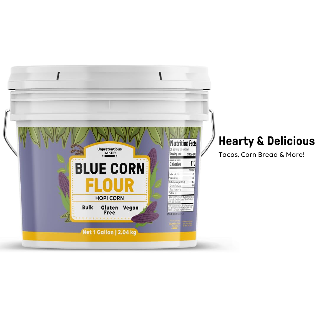 Unpretentious Blue Corn Flour, 1 Gallon, Hopi Corn, Sweet & Intense Flavor, Gluten Free