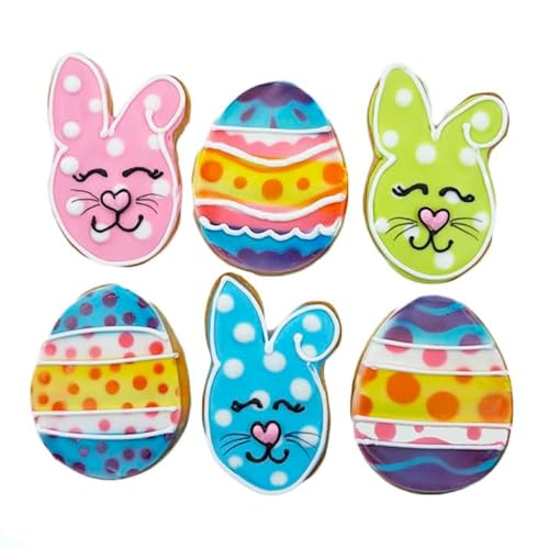 Easter Bunny and Egg Cookies- 6 Decorated Shortbread Bunnies and Eggs Individually Wrapped With Bow by BakersDozenToGo