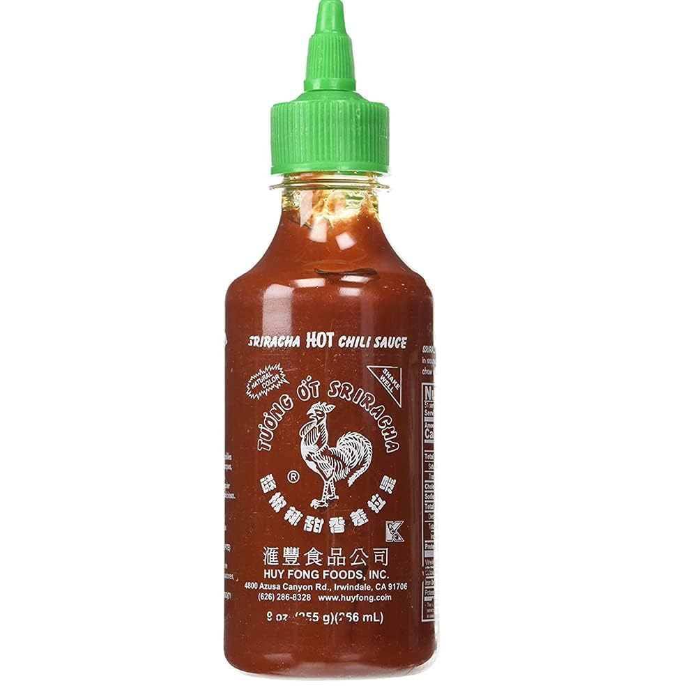 The Original Huy Fong Sriracha, 9 OZ Rooster Sriracha Chili Sauce, Spicy Flavor Hot Sauce W/Chili Pepper, Low Carb Classic Cook Sriracha Chili Paste