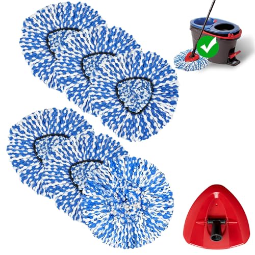 7-Pack Mop Replace Heads Compatible for O Ceda, Spin Mop Refill Head Replacement for RinseClean 2-Tank System - Fluffy Microfiber, Machine Washable
