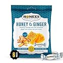 Honees Honey & Ginger Hard Candy Individually Wrapped | Natural & Healthy Candy, Italian Made with Real Honey & Indonesian Ginger, 6 Pack (17.1 oz)
