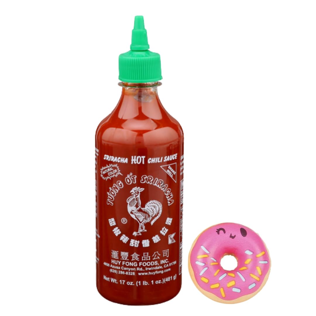 Huy Fong Sauce Chili Sriracha Hot 17 oz (Pack of 1) - Sriracha Hot Sauce - Chili Sauce with Squishy - 2 Total Items