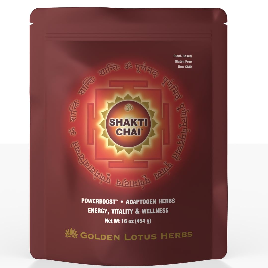 Shakti Chai Herbal Chai Mix - Maca & Superfood Blend | Spiced Chai Drink with Coconut Sugar, Cacao & Yerba Mate - 16 oz.