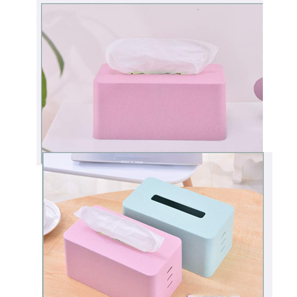 SUNGFINE Plastic Paper Facial Tissue Rectangular Facial Tissue Dispenser Box Holder with Bottom, Bathroom Vanity Countertops Desks Office (Blue