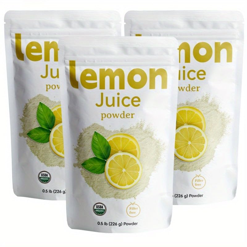 (226g/3pack?,Organic Lemon Juice powder, Natural Fruit Powder, Cold Pressed Lemons Source, No Sugar & Additives, Great Flavor for Drinks, Smoothie