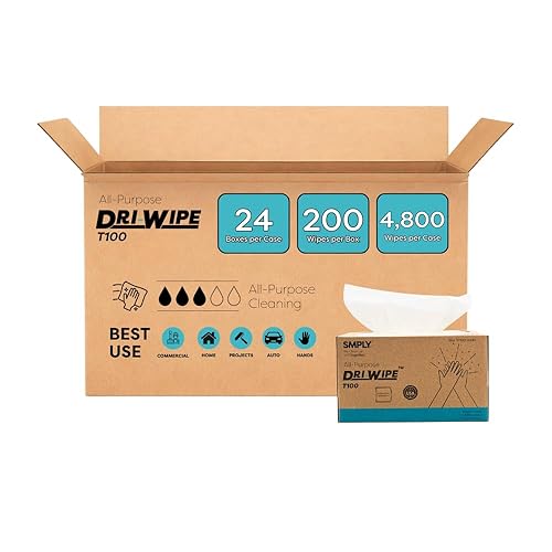 Dri-Wipe™ T100 All-Purpose Center-Pull Wipes - 24 Boxes of 200 (4,800 Total) - Disposable Cleaning Wipes, a Smarter Alternative to Paper Towels