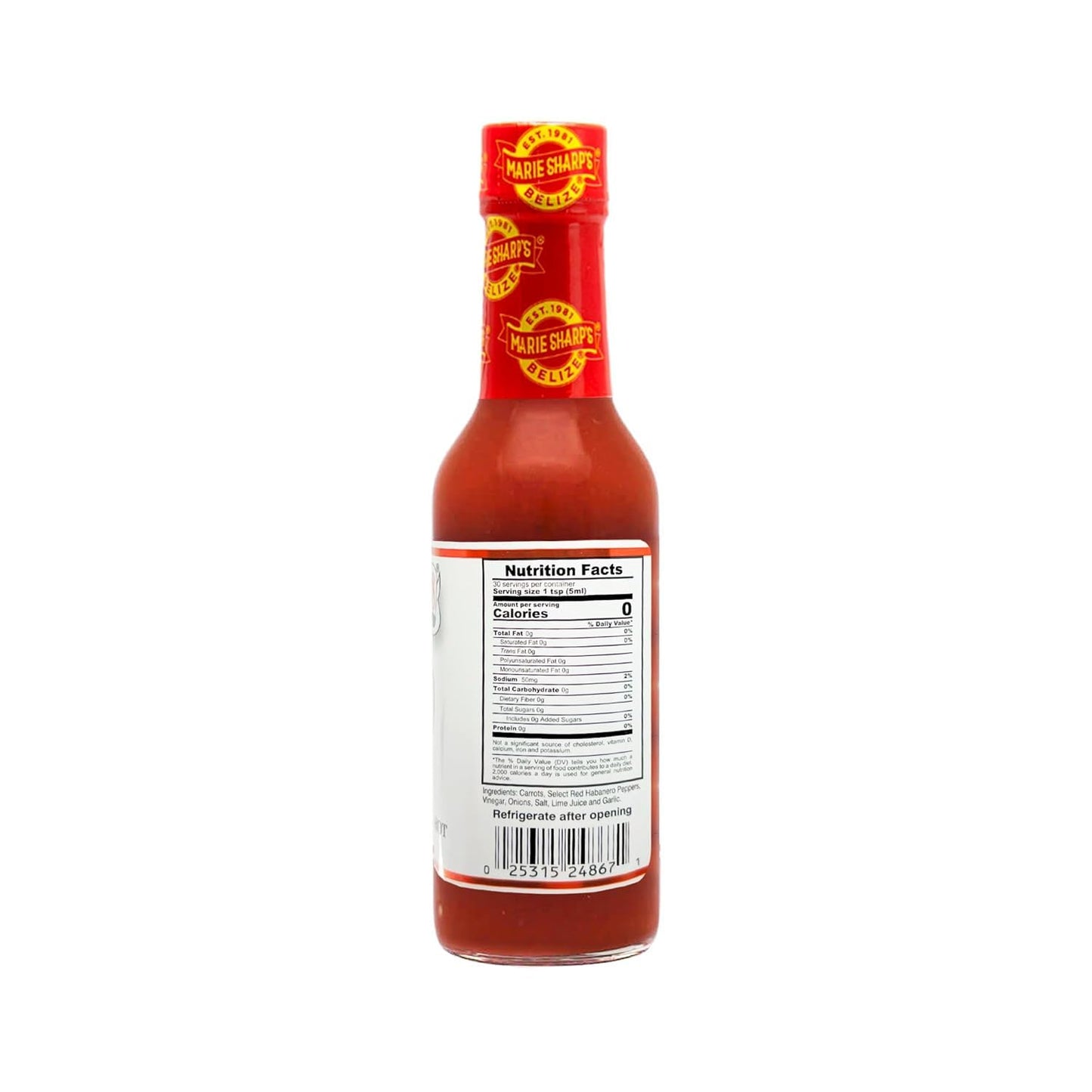 Marie Sharp's Hot Habanero Pepper Sauce, 5 oz - Authentic Belizean Hot Sauce with Fresh Red Habanero Peppers (Pack of 3)