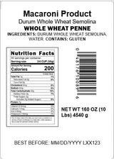 Mantova Whole Wheat Penne Bulk Pasta - Ideal for Restaurants, Catering, Meal Prep, Large Gatherings, and Pantry Stocking, Made with Premium Whole