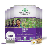 ORGANIC INDIA Tulsi Sleep Herbal Tea - Holy Basil, Ashwagandha, Chamomile, Night Time Tea for Bedtime, Stress Relieving & Relaxing, Immune Support